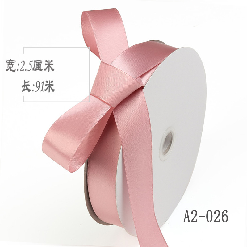 2,5 cm de doble cara cinta de poliéster arco DIY tejido cinta de seda ramo fresco fruta caja de regalo accesorios de ropa embalaje