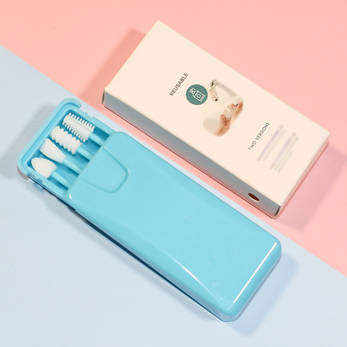 Cross-border new all-in-one silicone cotton swab stick, reusable cosmetic cotton swab, double-ended silicone cotton swab stick