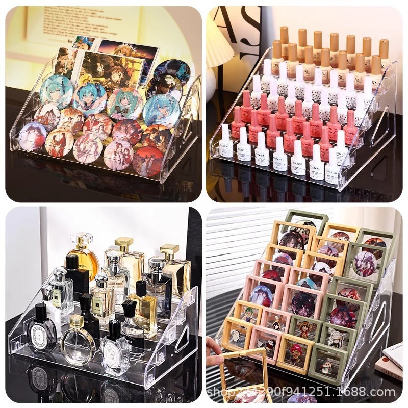 透明な階段の小さい置物の棚のバーの手は生放送して多機能の収納棚のアクリルの展示棚を陳列します。|undefined