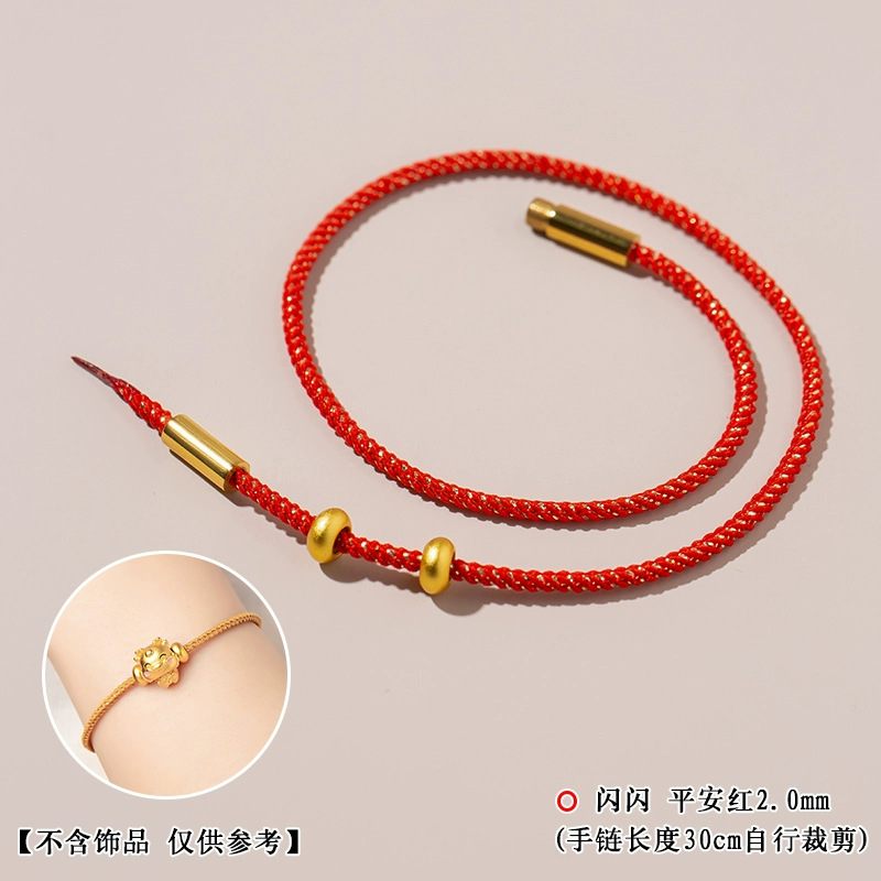 Cuerdas brillantes agujeros a través de cuerda de tejido dorado para parejas de hombres y mujeres cuerdas de mano de la vida de la cuerda roja cuerdas de mano giratorias