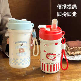 双饮保温杯女生吸管水杯新款316不锈钢食品级高颜值ins风学生杯子