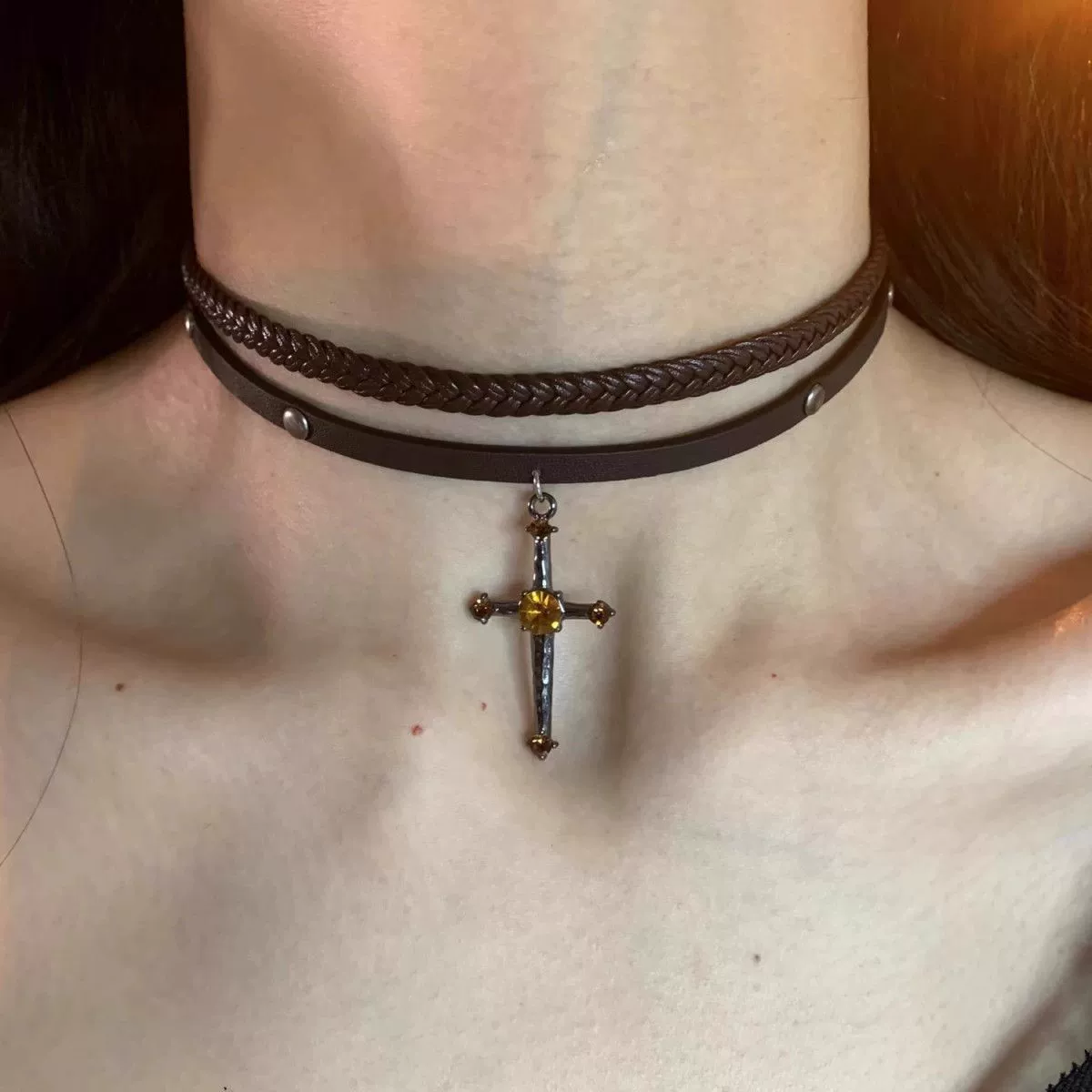 Красотка Cerry Cerry Cross Choker Шейный Цепь Женская осенняя и зимняя ключица Wild Mailard Шорт