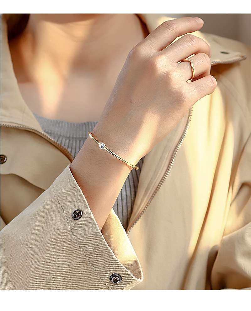 Simple Style Geometric Copper Bangle Plating Zircon Copper Bracelets