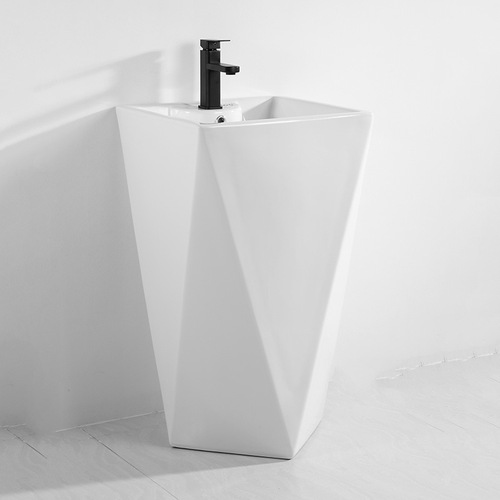 One-piece column basin ceramic sink floor-mounted hotel washbasin balcony face basin KTV bathroom column basin