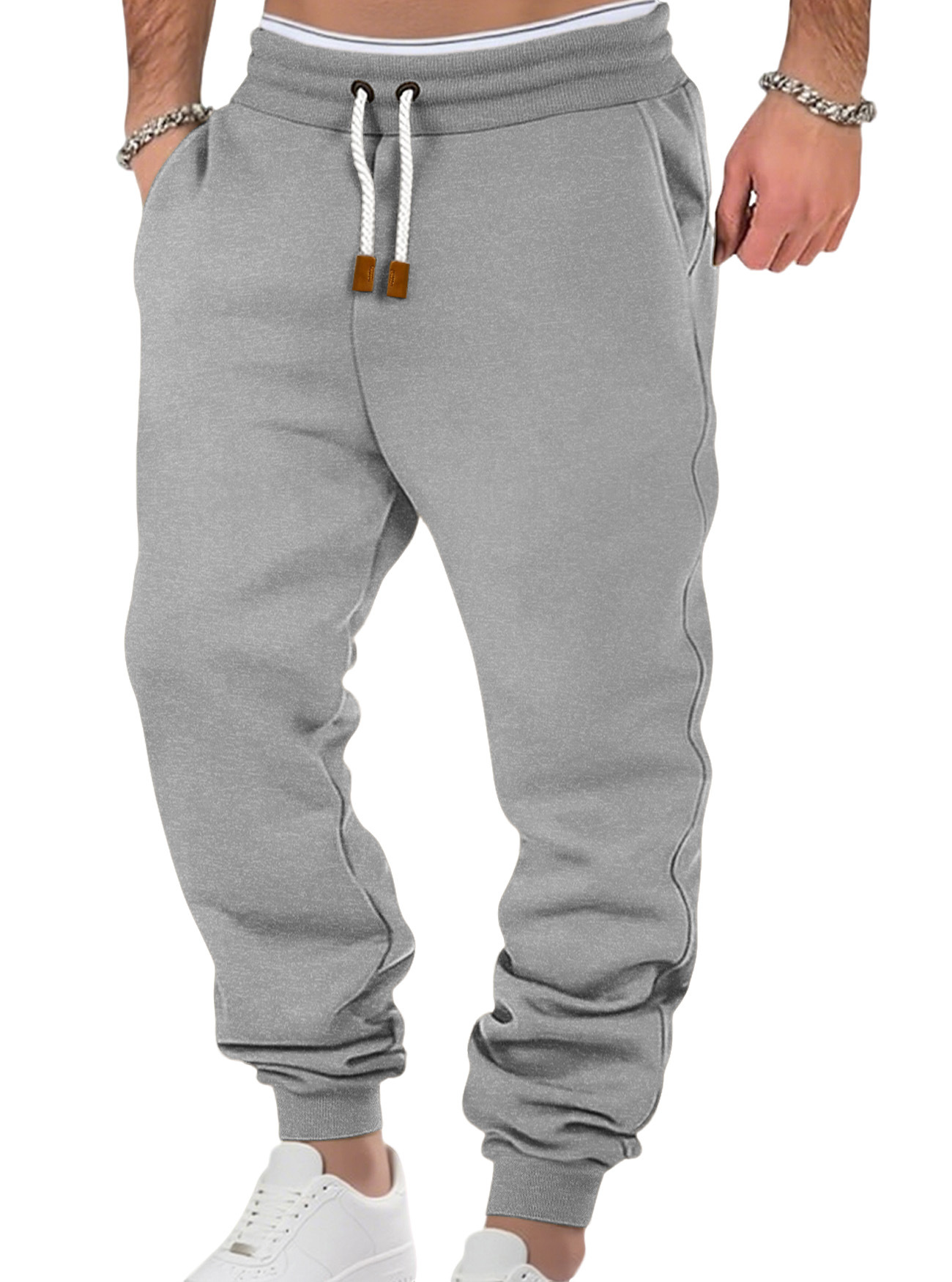 Monochrome Man- Clothing Men's Spring Autumn Solid Color Trendy Sports Casual Sweatpants European And American Loose_viptrois.com