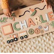 跨境儿童周岁礼物名字拼图跨境爆品老六款字母名字手抓拼图亚马逊