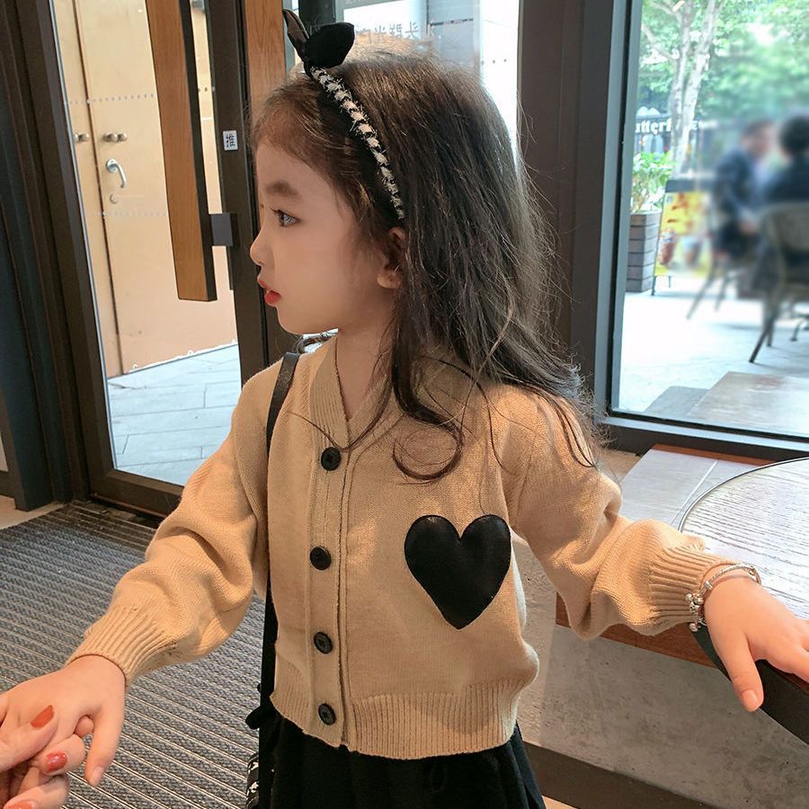 Cross-border girls' cardigan sweater, children's 2026 new spring top, stylish knitted cardigan coat for girls, spring and autumn