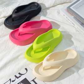 人字拖鞋女夏季厚底高级感凉拖EVA沙滩度假增高夹脚拖鞋出门外穿