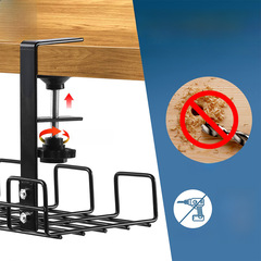 Amazon hole-free desk under-table storage rack wire storage rack cable organizer plug-in line storage rack hanging basket 