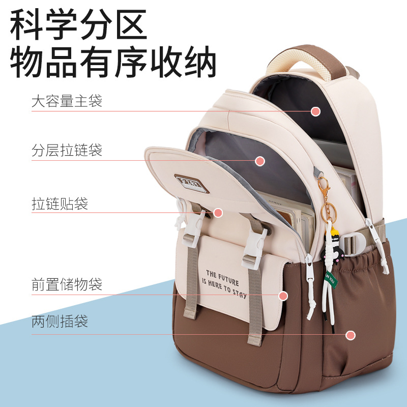 Nueva mochila femenina estudiante de escuela primaria mochila de Grado tres a seis de gran capacidad niños y niñas ligera reducción de carga mochila de protección de la columna vertebral