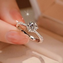 经典六爪一克拉戒指女 订结婚求婚仿真钻石戒指指环饰品 厂家直销