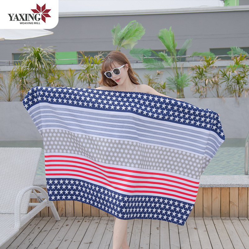 Factory wholesale microfiber polyester printing adult beach towel soft absorbent large bath towel cross-border wholesale