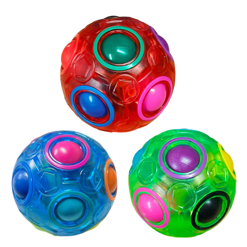 Bola de arco iris de 12 hoyos Cubo de ventilación de descompresión juguete niños Qi Zhi Cubo de fútbol Puzzle Ball