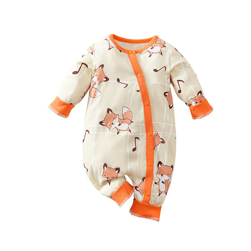 Baby and Toddler One-Piece Bodysuit Full Print Spring and Autumn Baby Hanger 0-1 Years Newborn Outdoor Crawling Suit In Stock