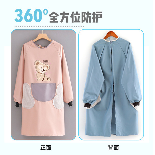 Kitchen Apron for Women  New Style Fashion Long Sleeve Cover-up Waterproof Oil Proof Apron for Adults and Men