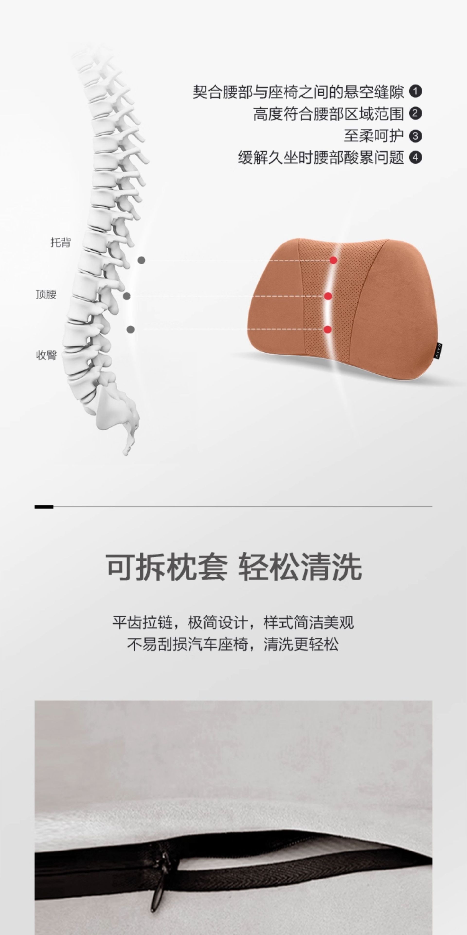 Same Model as in the Mall: Aito M9 M8 M7 Headrest, Car Lumbar Support, Breathable Memory Foam, Waist Protection, Car Interior Decoration Accessories