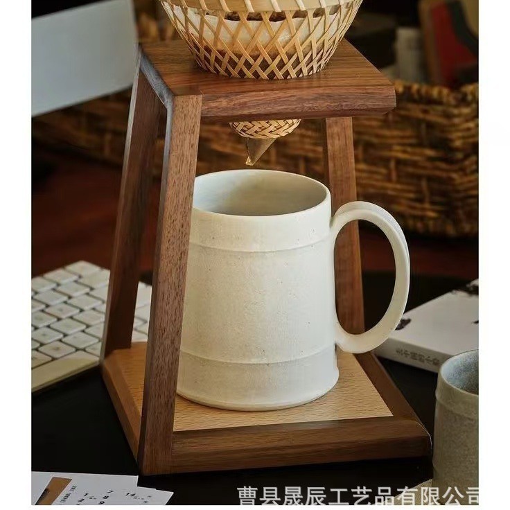 Estante de filtro de café de escritorio de madera Estante de filtro de gota de café de madera maciza en la sala de té Estante de papel de filtro de madera maciza al por mayor