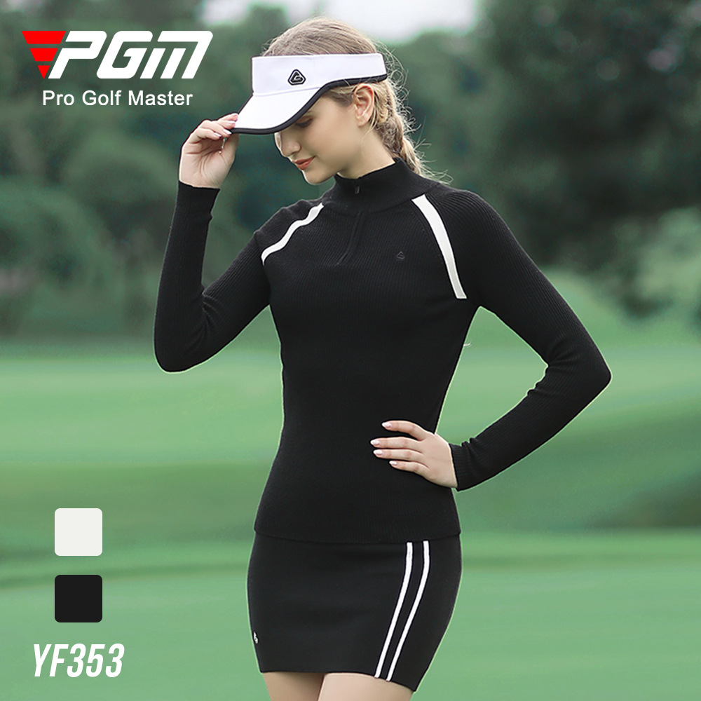 Áo len golf nữ dài tay ấm áp mùa thu đông — YF353 nữ len dài tay màu đen, YF353 nữ len dài tay màu trắng