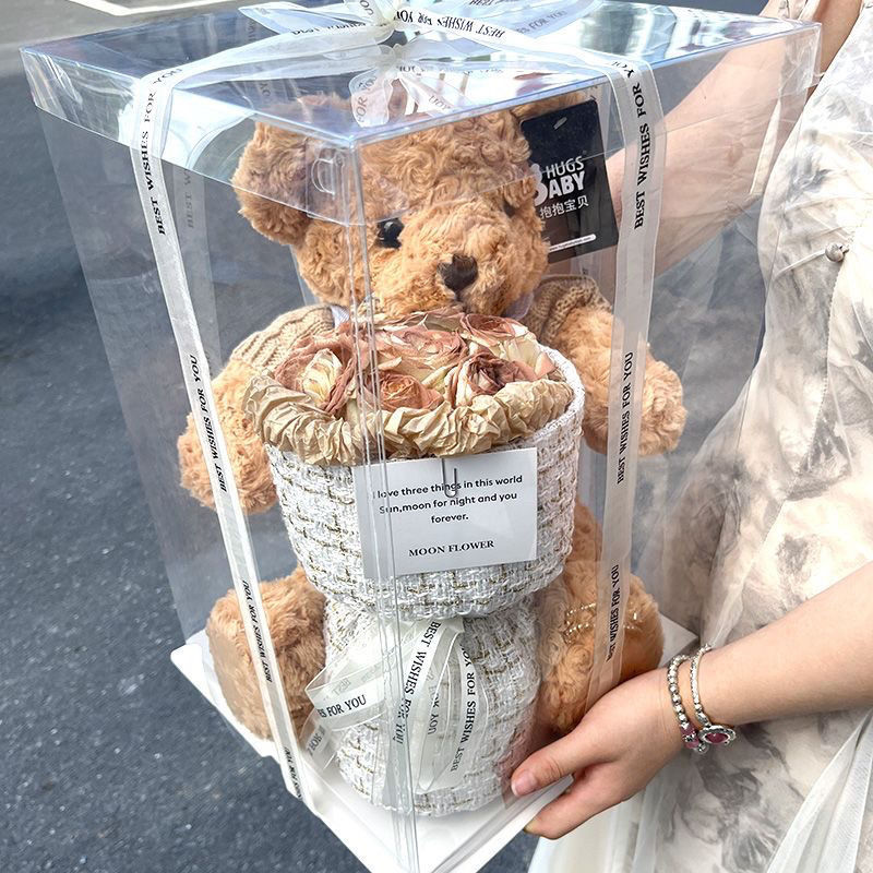 Día de San Valentín de Qixi osos muñecas flores de rosa eterno regalo de cumpleaños para amigos de clase maestra