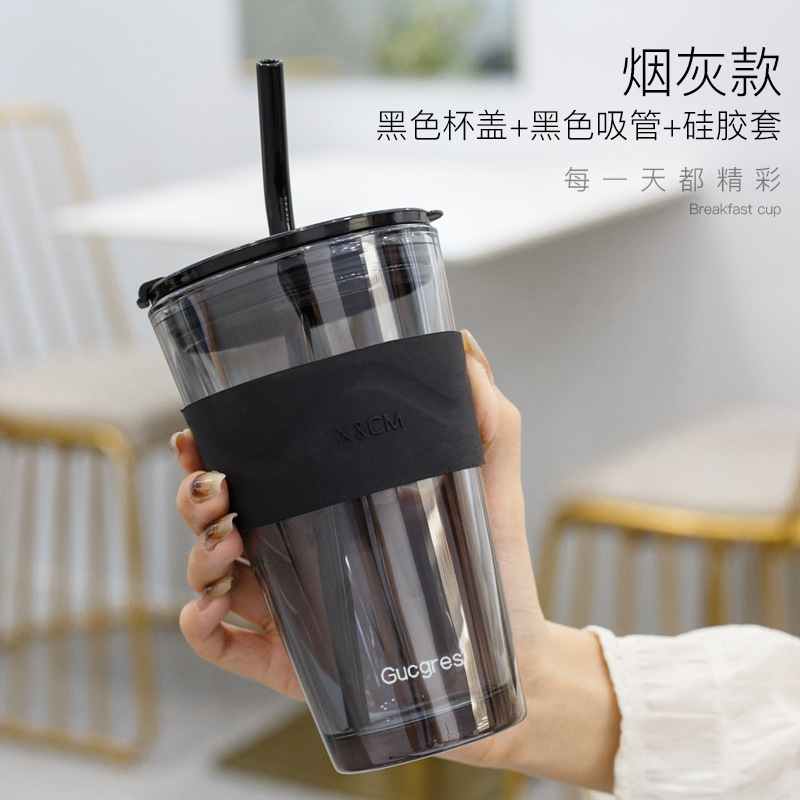 Taza de vidrio de aurora boreal, taza de alumno doméstica, taza de paja portátil, pareja de celebridades en línea, taza de agua potable de alto valor facial