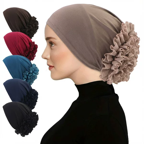 Amazon Cross-Border Hat Chiffon Large Floral Headscarf Hat Hair Loss Cap Head Wrap Postpartum Hat Jdt-504