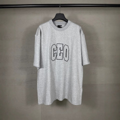 パリBの新しいCEO刺繍ロゴ半袖カジュアルルーズスタイルの男性と女性の半袖Tシャツの正しいバージョン