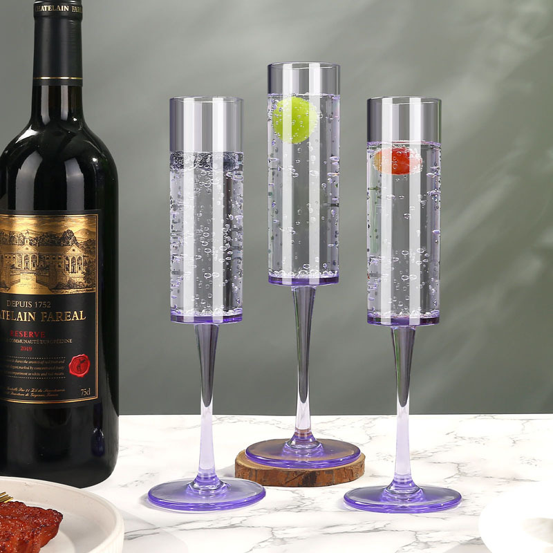 Copa de champán alta de plástico de Amazon de 5.5 oz/175 ml, vaso alto, copa de champán transparente, copa de cóctel