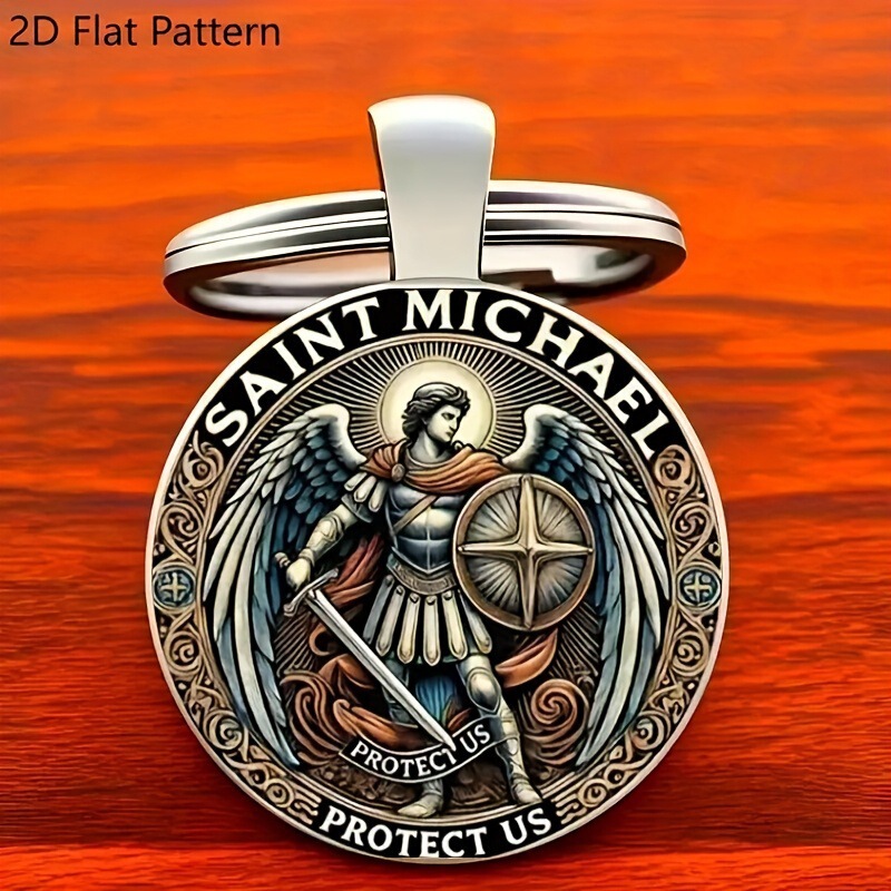 Cross-border Fashion Defender Glass Men's Alloy Round Keychain Anniversary Gift Accessories Wholesale
