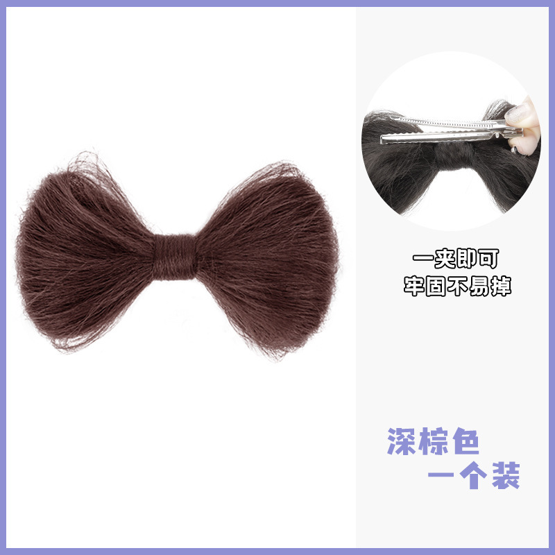 Bow Ball cabeza pelucina pelucina mujer lindo simulación cabello caliente perezoso cabello flojo antiguo anillo de pelo pelucina