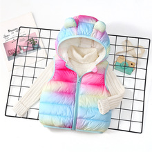 外贸2025加绒保暖童装童棉衣秋冬儿童宽肩纯色中小童男女连帽马甲