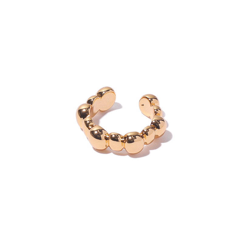 Latón chapado 18K oro real retro geométrico hueco diseño moda europea y americana temperamento earless pendientes clip de hueso del oído femenino