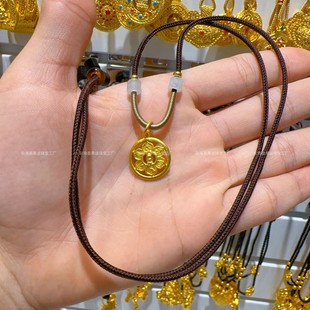 Gold-plated strong color-retaining ancient gold six-character truth sweater chain women's fashion high-end pendant gift wholesale