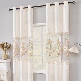 Cross-border curtain hollow embroidered living room high-grade chenille jacquard simple European shading curtain villa bedroom finished product