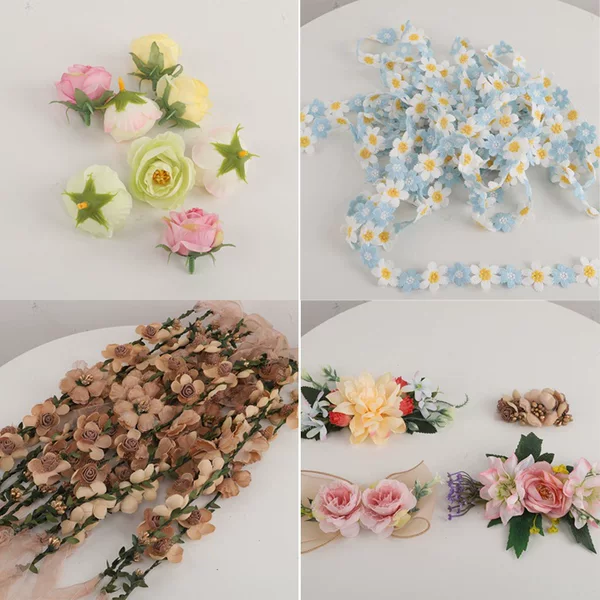 Factory Direct Sales of Handmade DIY Hat Decorations, Flower Wreaths, Ribbons, Rope, Floral Accessories, Auxiliary Materials, Flower Headpieces