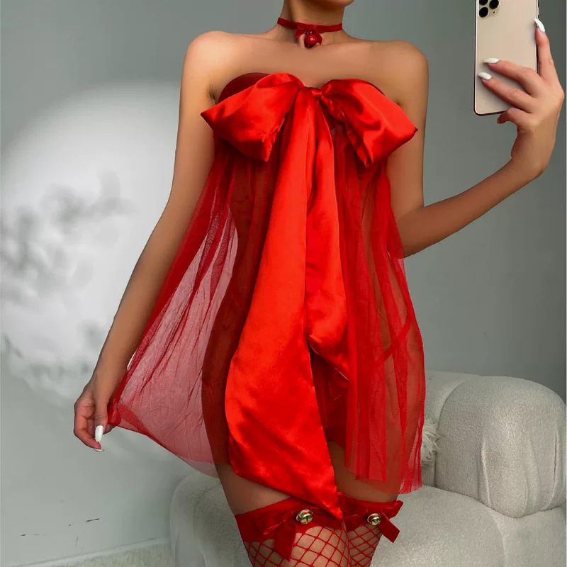 Christmas red pijama for St. Valentine's Day, skirt, necklace, gaiters, set, (Cross-border trading), Amazon, wide color palette