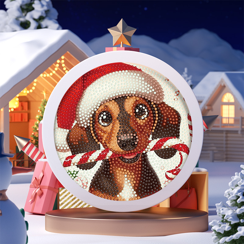 Pintura de Diamantes Navideña Transfronteriza con Marco, Pintura de Diamantes 5D con Pegamento de Puntos, Pintura de Diamantes Hecha a Mano para Niños, Regalo de Año Nuevo