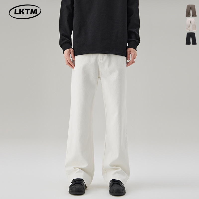 LKTM men's# new white high-end sense stretch micro-la jeans men and women cleanfit ruffian handsome mop pants