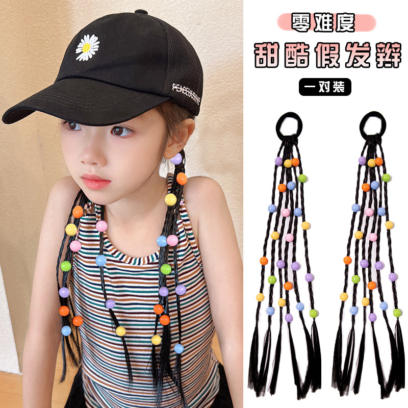 Tocado de peluca de los niños Xizanga trenza dulce fresco giro trenza pelo anillo boxeo trenza goma banda arco trenzado pelo cuerda pelo accesorios