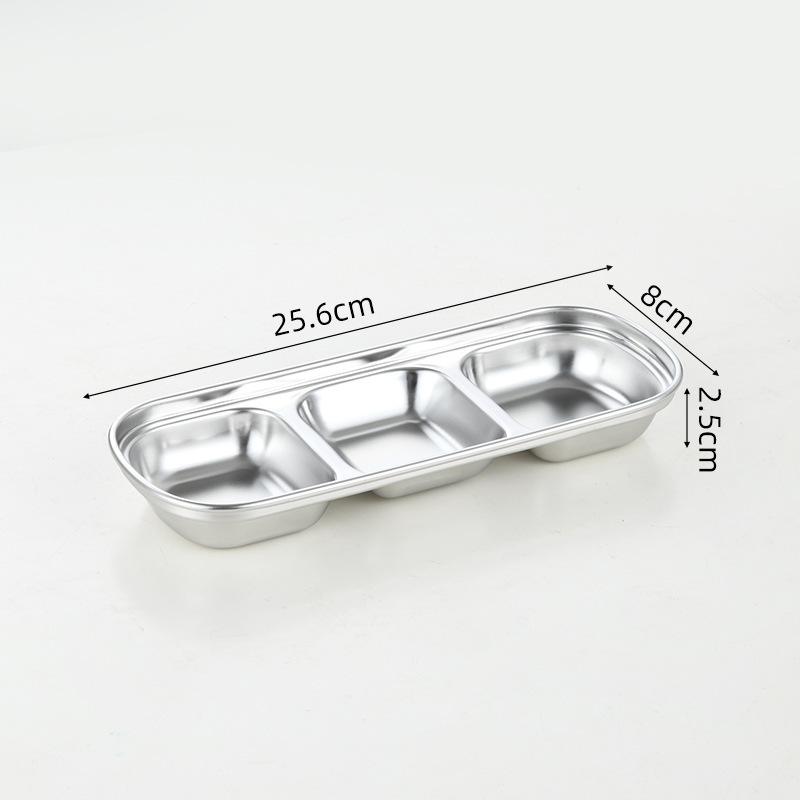 304ステンレス調味料皿家庭用醤油酢小皿分格付皿ホテルレストラン火鍋店軽食皿|undefined