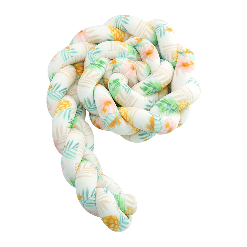 Protector de Barandilla de Cama con Trenza de Tres Hebras, Decoración de Barandilla de Cama para Bebés y Niños, Almohada Anudada de Estilo Europeo Tejida a Mano Estilo Ins.