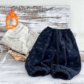 女童加绒裤子2025秋冬新款卡通Kt猫灯笼裤加厚保暖休闲百搭卫裤潮