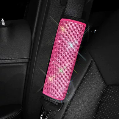 Seat belt shoulder pad – Cover with Rhinestones, Full - foundation-pink-diamond-1-pack