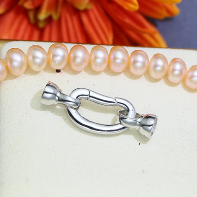 DIY parts S925 Sterling Silver Simplicity Versatile Pearl jade Necklace clasp sweater chain Buckle link Jewelry clasp