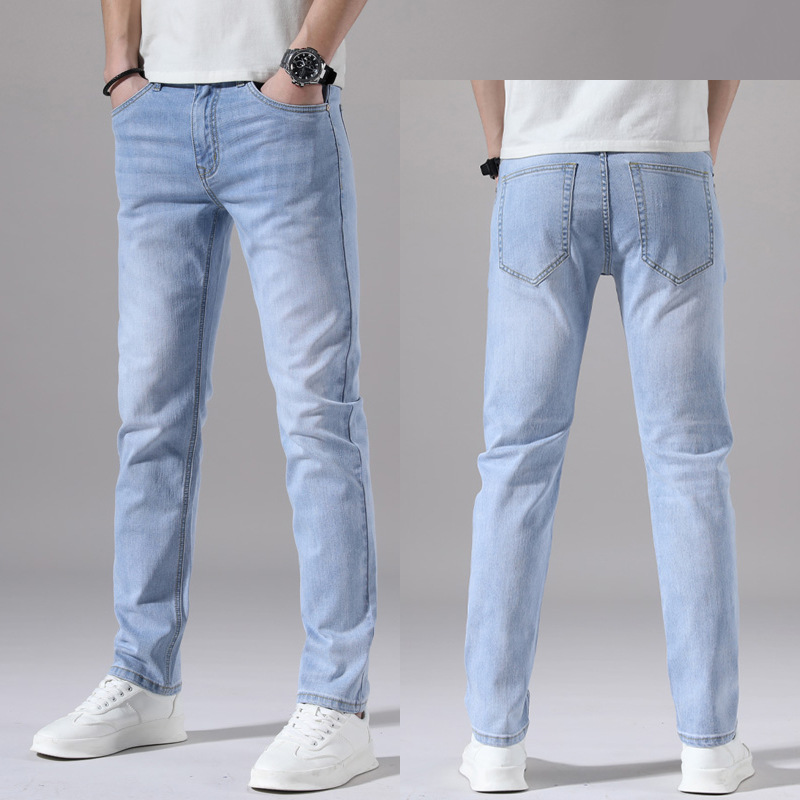 Pantalones vaqueros de los hombres Primavera y cuatro estaciones moda Slim straight stretch coreano casual boutique
