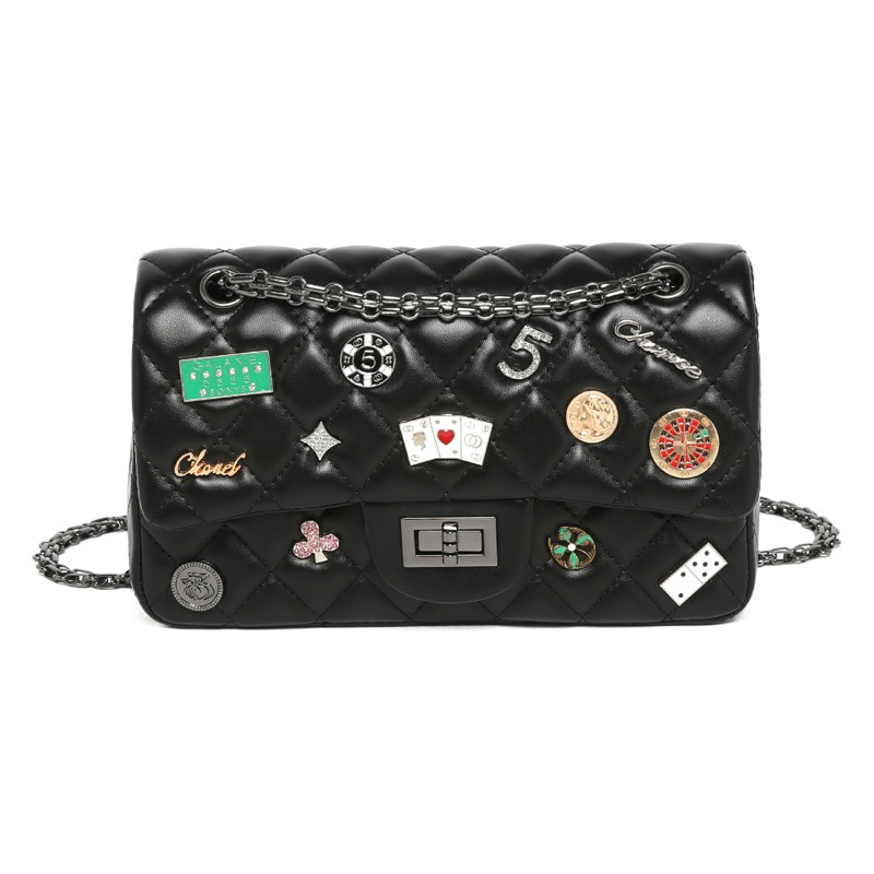 Bolso pequeño con cadena de diamantes para mujer, bandolera de hombro con insignia de letra personalizada a la moda, estilo fragancia, primavera 2025