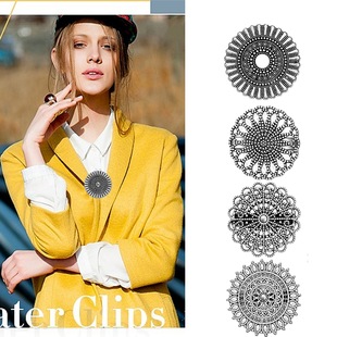 European and American Retro Alloy Sweater Clip Silk Scarf Cardigan Buckle Shirt Collar Clip Anti-running Light Tight Clip Brooch Buckle