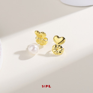 Heart Metal 18K Real Gold Electroplated Ear Plugs, Ear Accessories, Back Bundles, Ear Stud Buckles, European and American Cross-Border Hot Sale