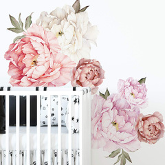 外貿浪漫牡丹花朵兒童臥室客廳玄關家居裝飾牆貼貼紙自粘批發跨境