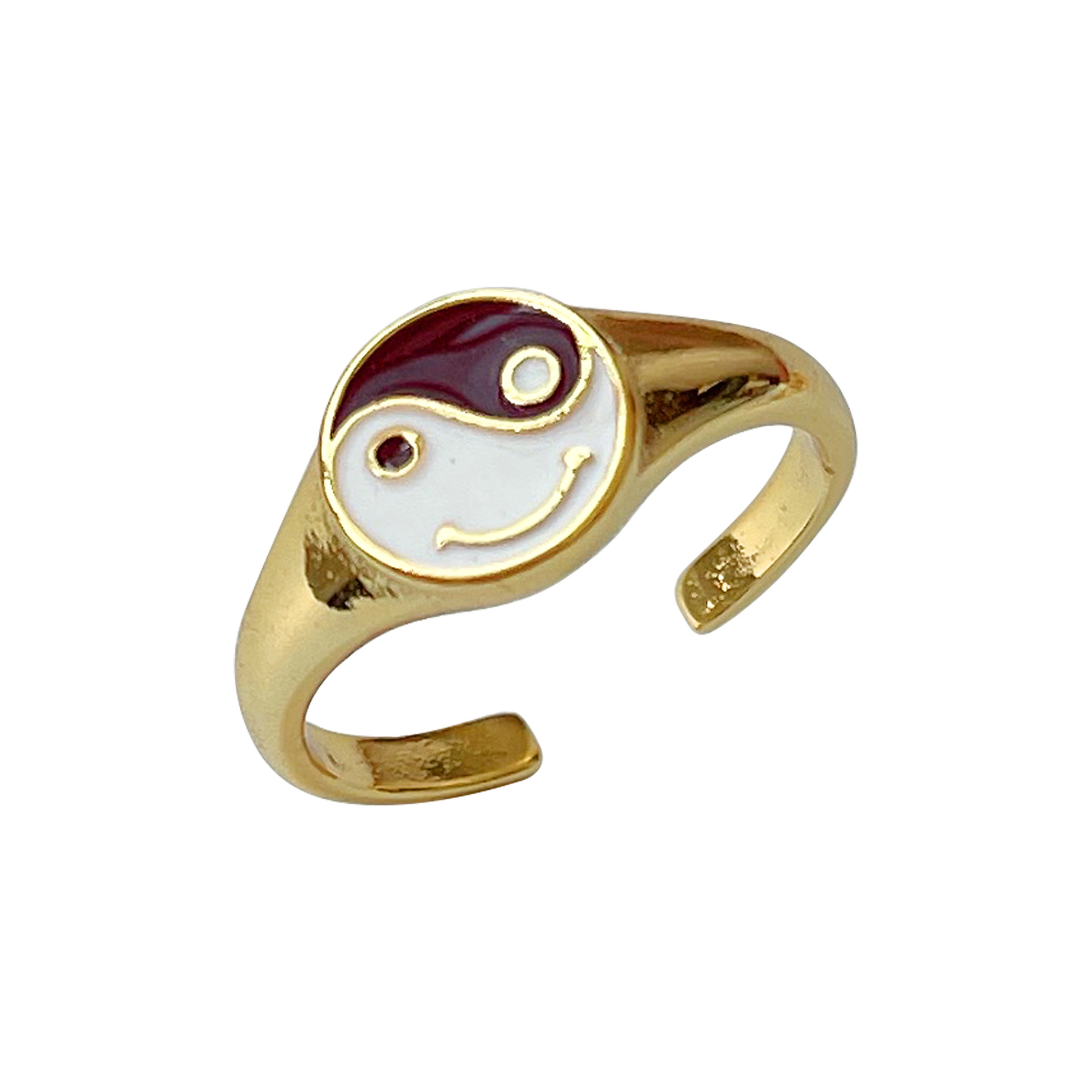 Fashion U Shape Heart Shape Smiley Face Copper Enamel Open Ring 1 Piece