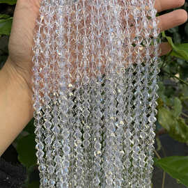 跨境天然白水晶切面散珠透明水晶串珠diy饰品半成品配件Crystal